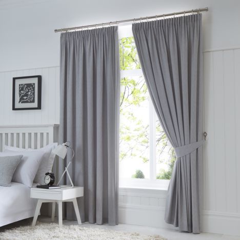 Dijon Thermal Blackout Tape Top Curtains - Silver Grey