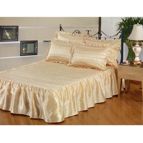 Gold Quilted Satin Bedspread Set
