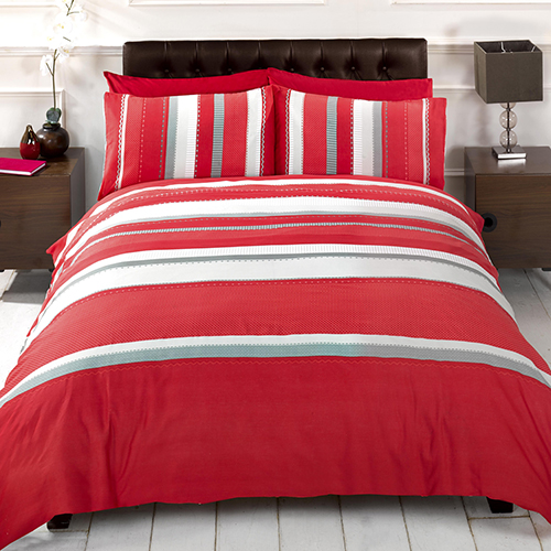Detroit Stripe Quilt Cover - Red