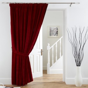 Velvet Velour Door Curtain Red