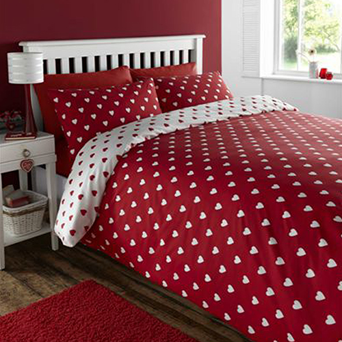 Hearts Quilt Cover - Red