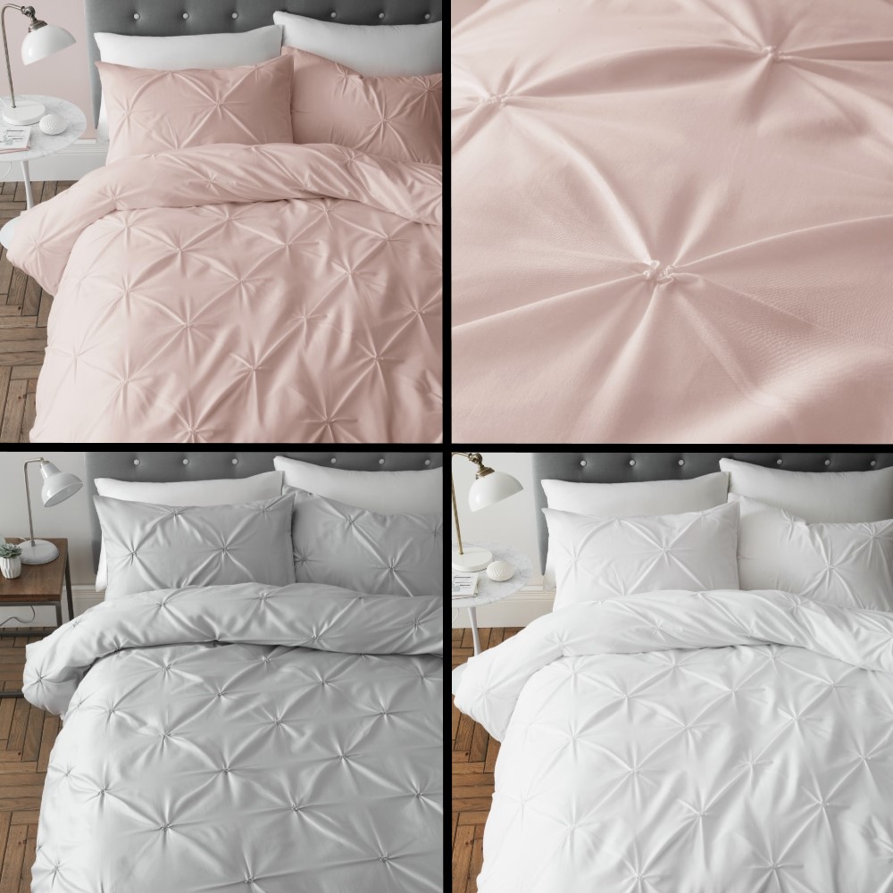 Catherine Lansfield Pinch Pleat So Soft Duvet Cover Set Pink