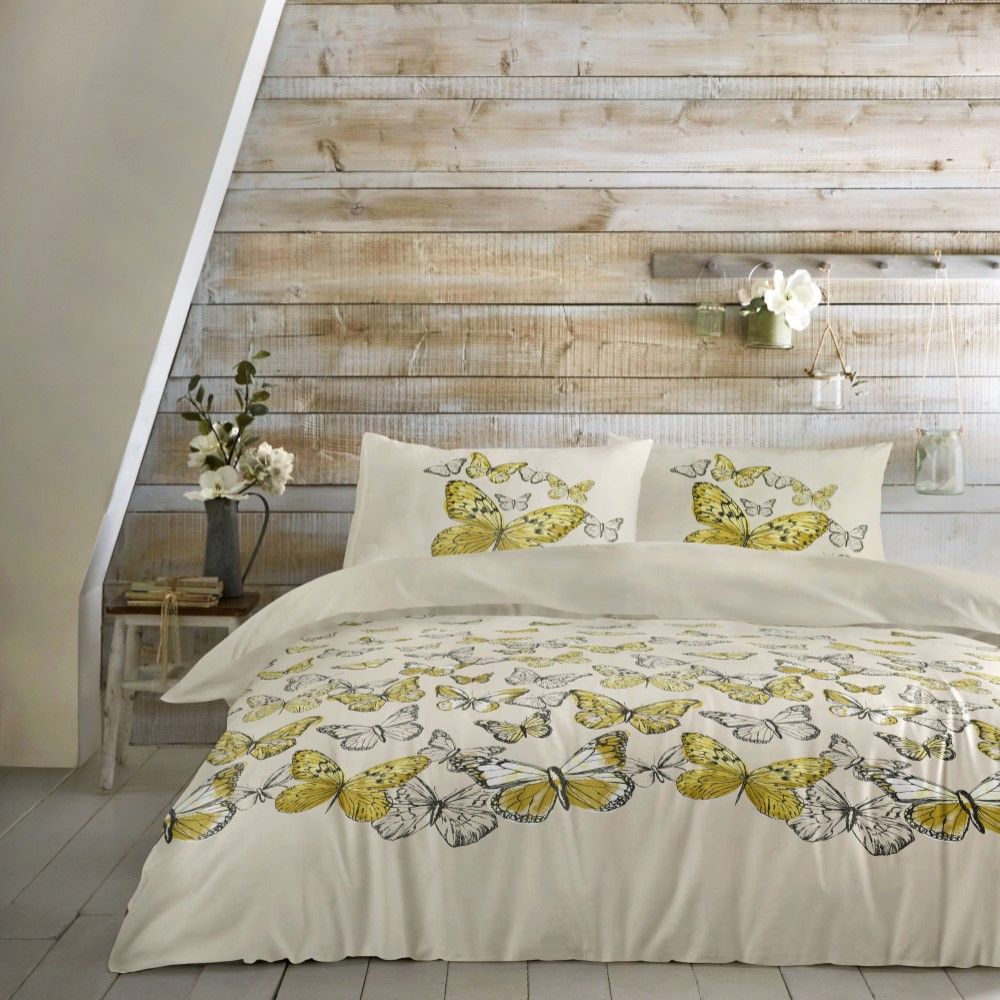Home Furniture Diy Bedding Flutter Yellow Duvet Cover Set