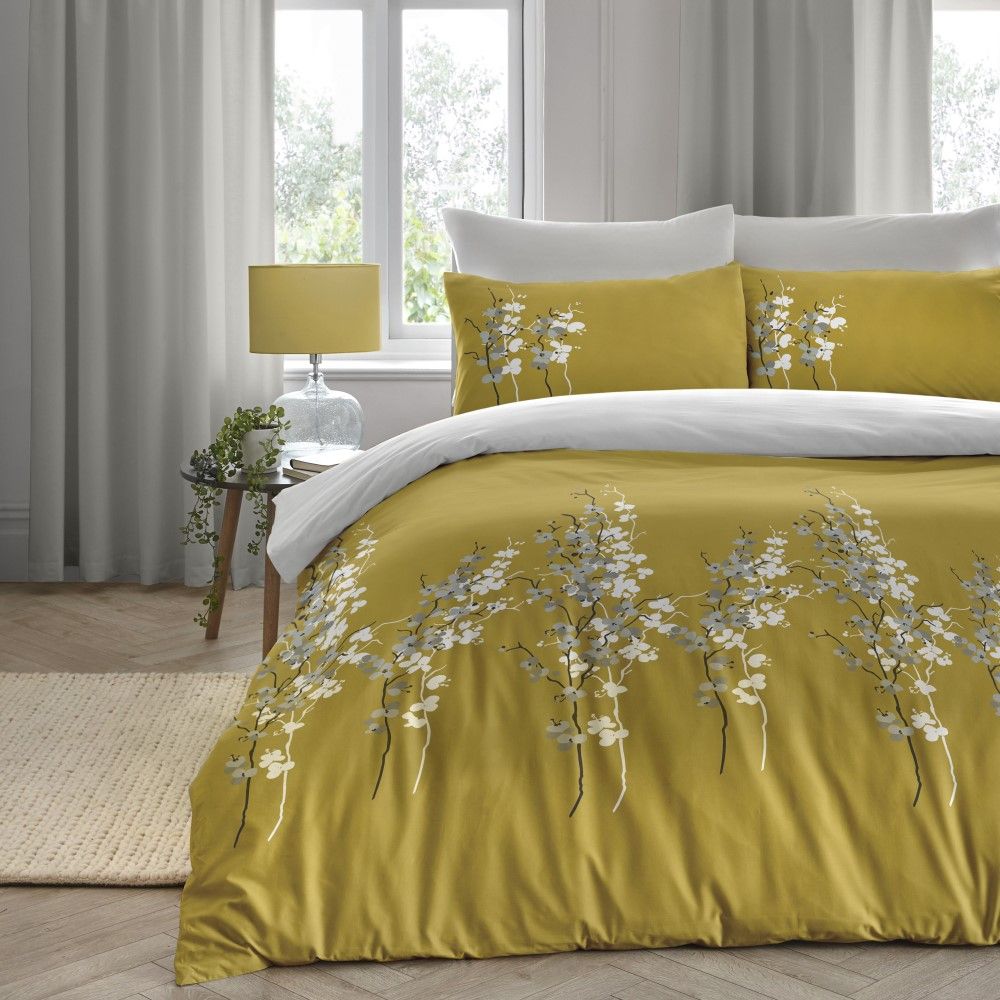 Serene Blossom Floral Jacquard Cotton Blend Duvet Cover Set 