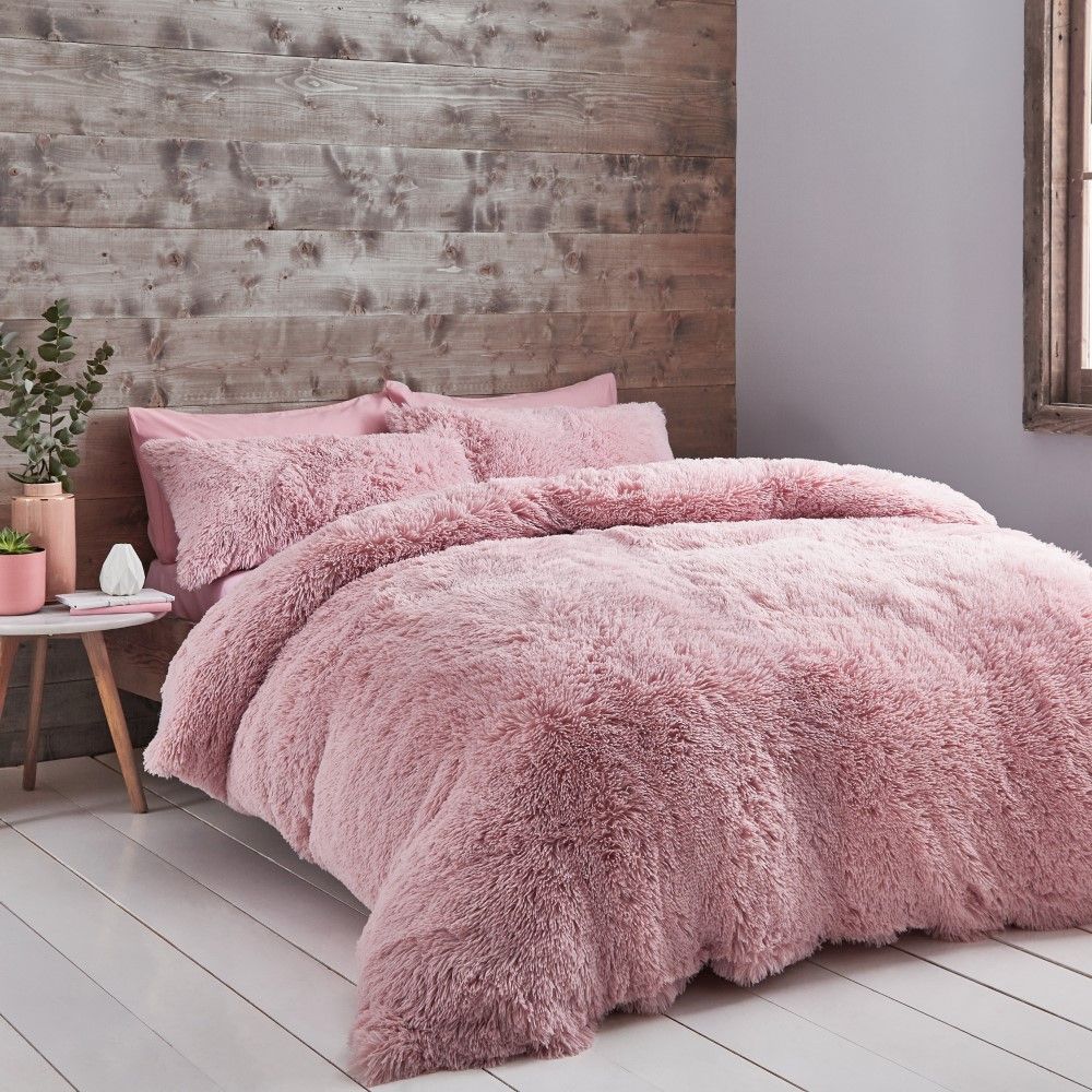 Catherine Lansfield Cuddly Duvet Cover Set Blush Pink
