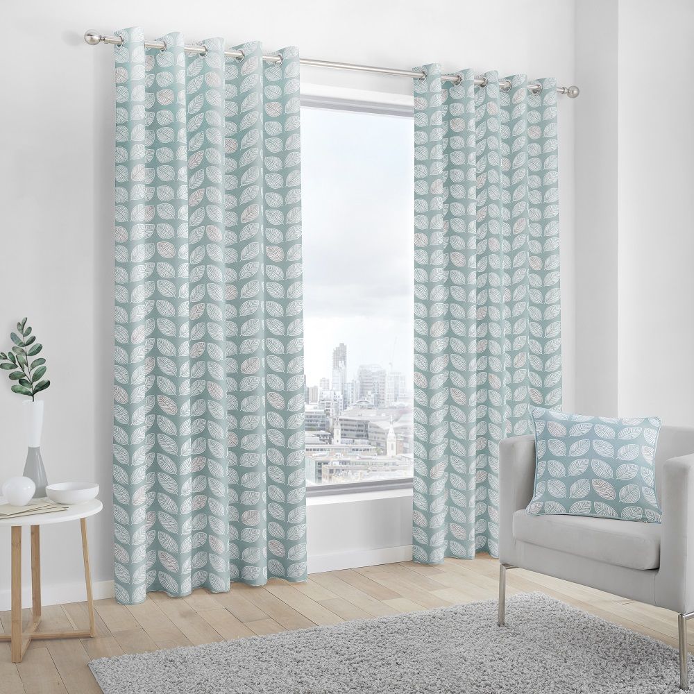Copeland Duck Egg Eyelet Lined Contemporary Curtains 
