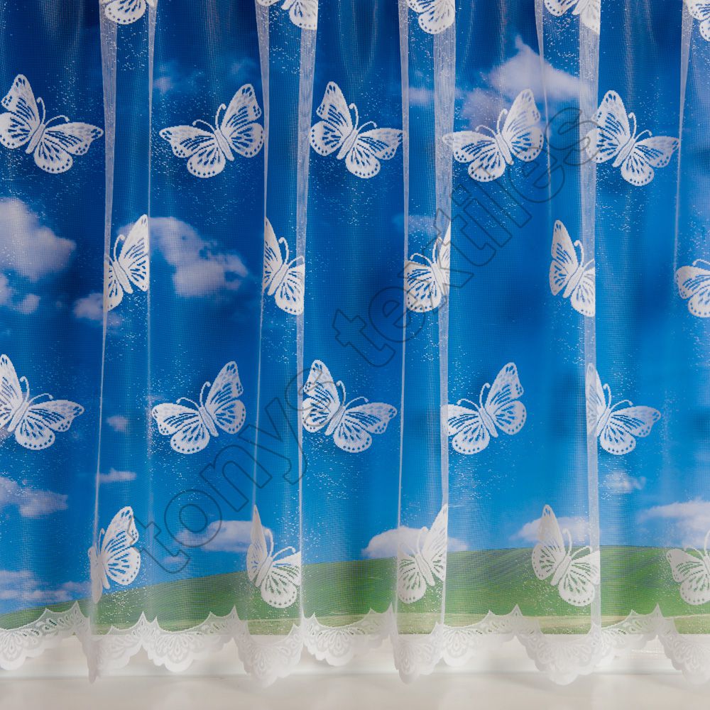 Large | Butterfly | Net Curtain | White | | Tonys Textiles