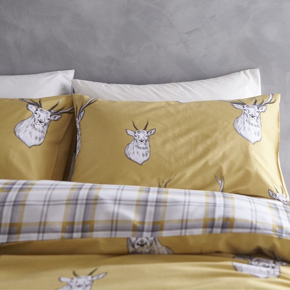 Catherine Lansfield Stag Duvet Cover Set Ochre Yellow