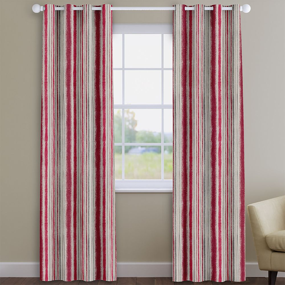 Measure Curtains Cherry Red, Red Stripe Curtains Uk