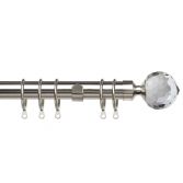 Pristine Crystal 25-28mm Extendable Complete Curtain Pole Set - Satin Silver
