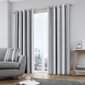 Whitworth Stripe Fully Lined Eyelet Curtains - Grey