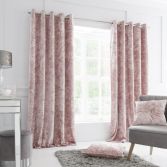 Catherine Lansfield Crushed Velvet Fully Lined Eyelet Curtains - Blush Pink