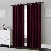 Plain Chenille Fully Lined Eyelet Curtains - Plum Purple