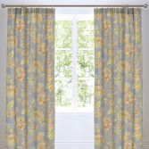 Marinelli Floral Fully Lined Tape Top Curtains - Grey Multi