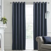 Montrose Velvet Fully Lined Eyelet Blackout Curtains - Navy Blue