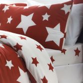 Kids Stars Brushed Cotton Fitted Sheet - Red