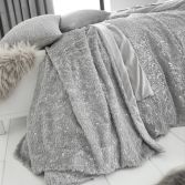 By Caprice Vivien Sparkle Fleece Bedspread - Silver Grey