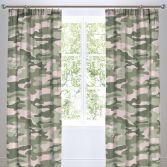 Camouflage Fully Lined Tape Top Curtains - Pink