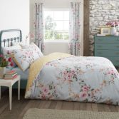 Catherine Lansfield Canterbury Floral Duvet Cover Set - Duck Egg Blue