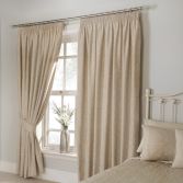 Rosana Floral Jacquard Tape Top Curtains with Tie-Backs - Soft Gold