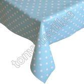 Polkadot Blue and White Plastic Tablecloth Wipe Clean Pvc Vinyl
