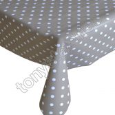 Polkadot Beige and White Plastic Tablecloth Wipe Clean Pvc Vinyl