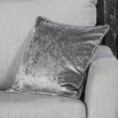 Plush Crushed Velvet Self Piped Cushion Cover - Steel