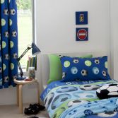 Catherine Lansfield Football Kids Tape Top Curtains - Blue