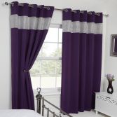 Carla Diamante Blackout Ring Top Curtains - Amethyst / Purple