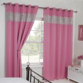 Carla Diamante Blackout Ring Top Curtains - Pink