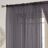 Lucy Slot Top Voile Curtain Panel - Silver Grey