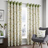 Beechwood Leaf Fully Lined Eyelet Curtains - Green