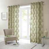 Woodland Trees Fully Lined Eyelet Curtains - Green