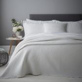 Catherine Lansfield Stone Wash Diagonal Bedspread - White