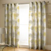 Catherine Lansfield Banbury Floral Fully Lined Eyelet Curtains Yellow
