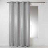 Select Chambray Plain Linen Look Single Curtain Panel with Eyelets - Silver Grey