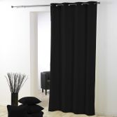 Essentiel Plain Single Curtain Panel with Plastic Eyelets - Black