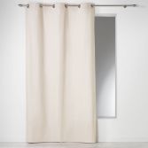 Plain 100% Cotton Panama Single Curtain Panel with Eyelets - Cream