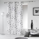 Clochettes Printed Cotton Single Curtain Panel with Eyelets - White