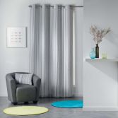 Analea Striped Single Curtain Panel with Eyelets - Black & White