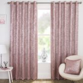 Halo Textured Metallic Eyelet Blockout Curtains - Pink