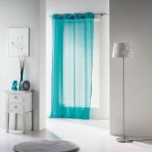 Voiline Plain Voile Curtain Panel with Eyelet Top - Blue