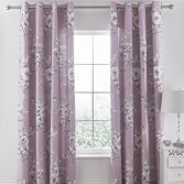 Catherine Lansfield Canterbury Fully Lined Eyelet Curtains - Heather Pink