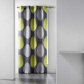 Tempo Eyelet Curtain Panel with Circle Print - Grey & Lime Green