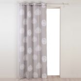 Galya Dandelion Print Unlined Eyelet Curtain Panel - Taupe