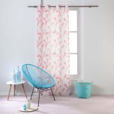 Kineo Floral Eyelet Voile Curtain Panel - Coral Pink