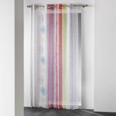 Lolia Floral Striped Eyelet Voile Curtain Panel - White Multi