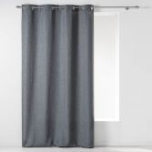 Chambray Newton Plain Unlined Eyelet Curtain Panel - Charcoal Grey