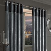 Byron Diamante Crushed Velvet Fully Lined Ring Top Curtains - Silver Grey