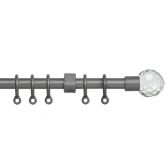 Acrylic Ball 13-16mm Extendable Complete Curtain Pole Set - Silver